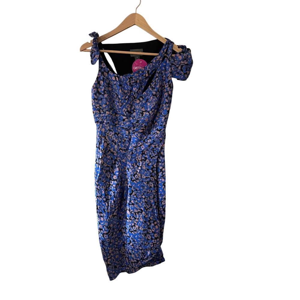 Zac Posen Asymmeterical Abstract Floral Faux Wrap Silk Dress Size 0 NWT